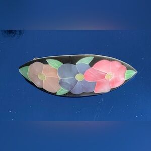 Polished Shell Ceramic Hand Painted Floral Hair Clip